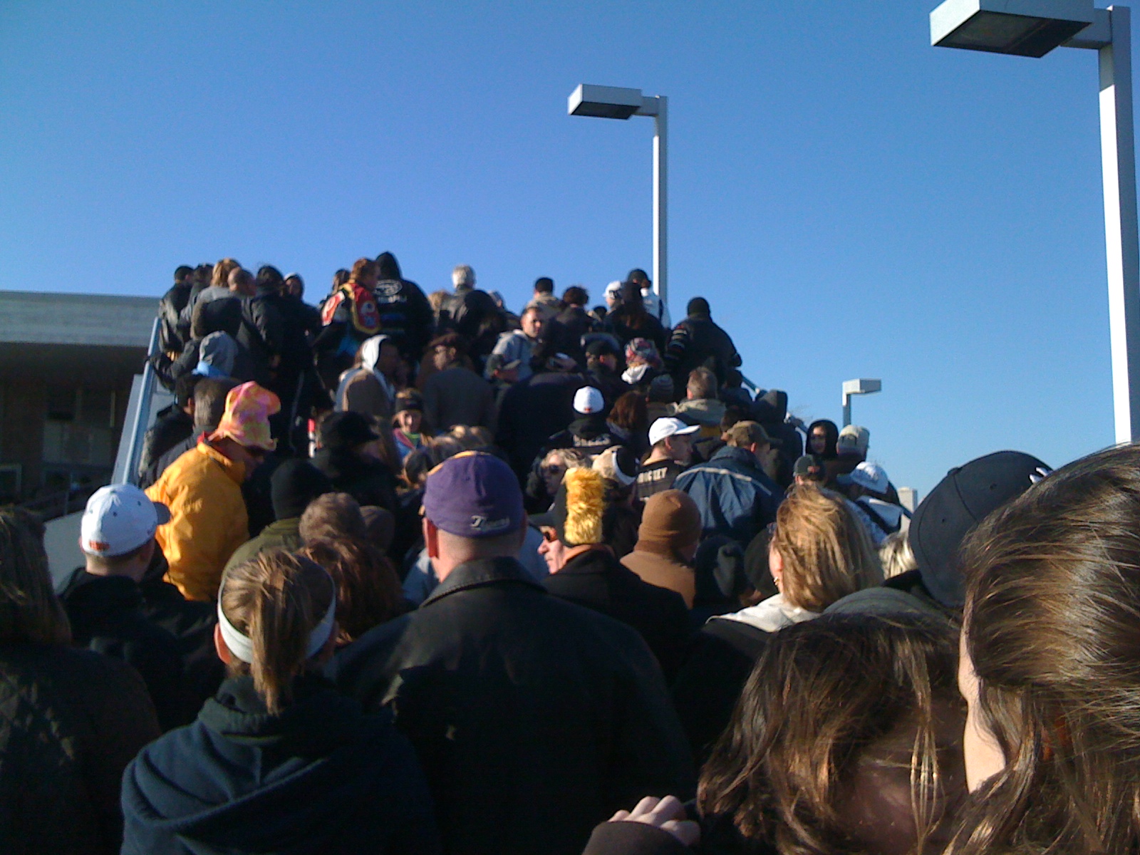 Waiting for the ferry and the New Orleans Super Bowl Parade